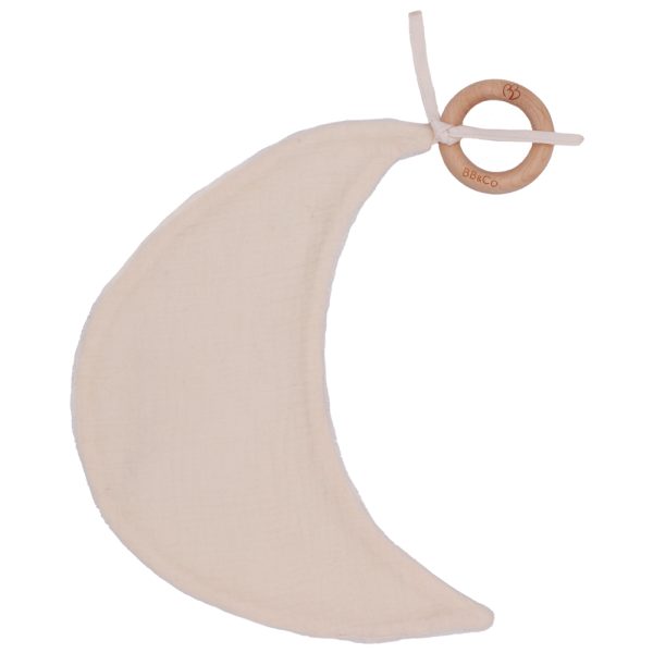 Doudou lune bi-matière avec anneau de dentition mousse de lait