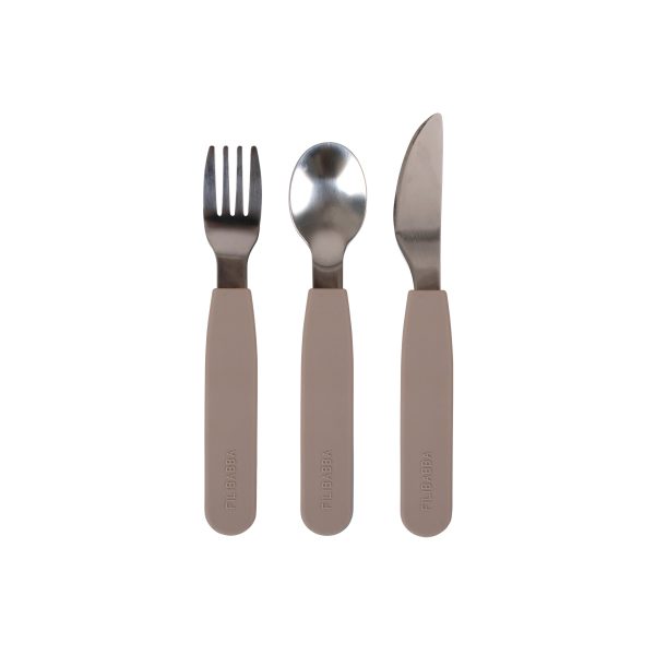 Filibabba - Set de couverts en silicone - Taupe