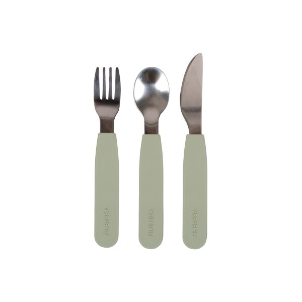 Filibabba - Set de couverts en silicone - Vert