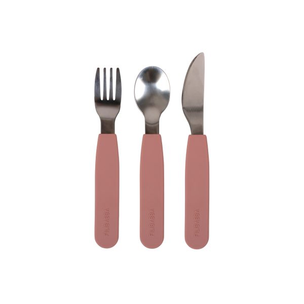 Filibabba - Set de couverts en silicone - Rose