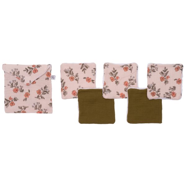 Lingettes lavables & pochette assortie imp. fleurs / fougère