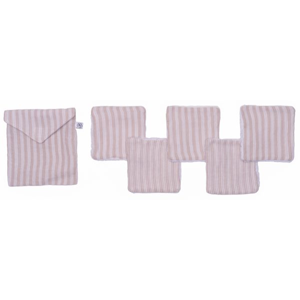 Lingettes lavables & pochette assortie rayées galet