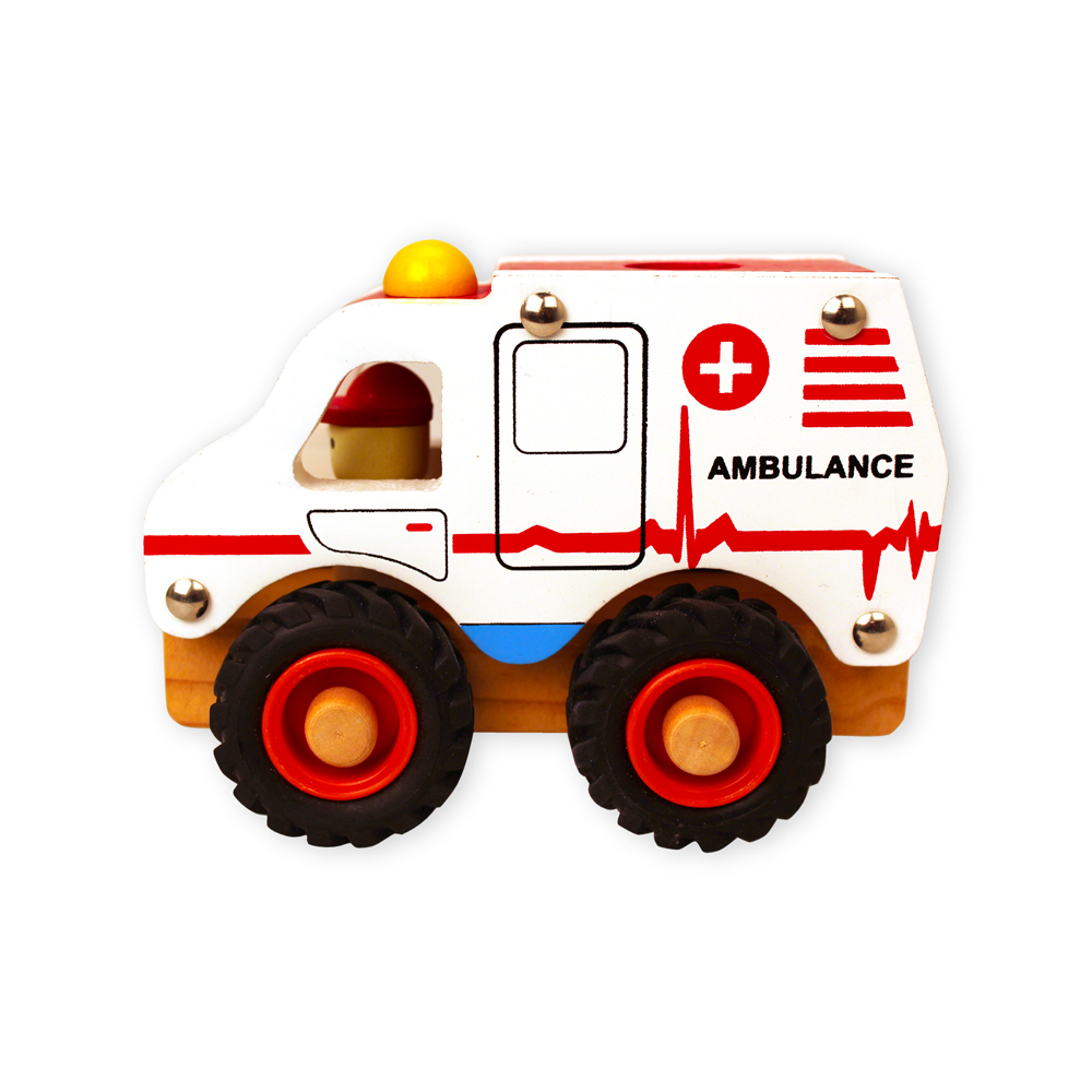 Magni - Ambulance en bois avec roues en caoutchouc - blanc – Image 3