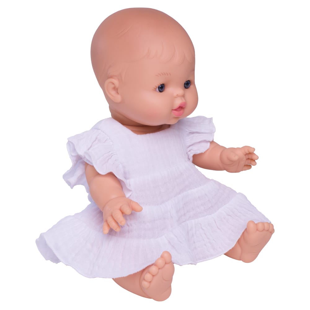 Robe sans manches à étages blanc pour poupée 34 à 37 cm
