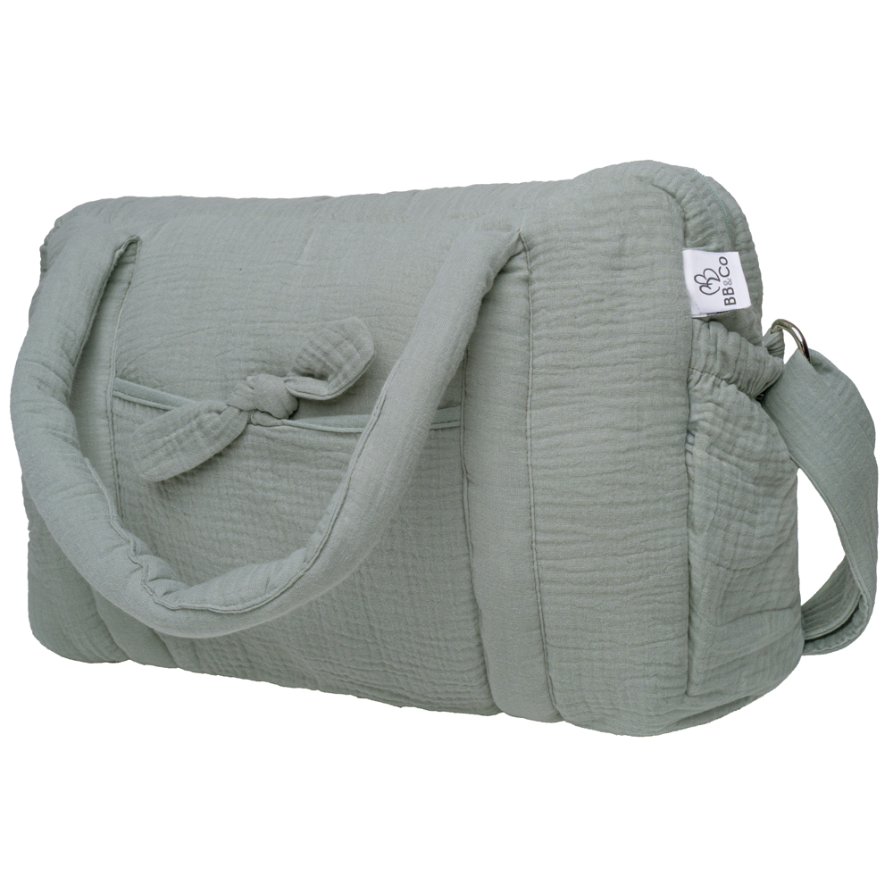 Sac à langer en gaze de coton vert de gris – Image 2