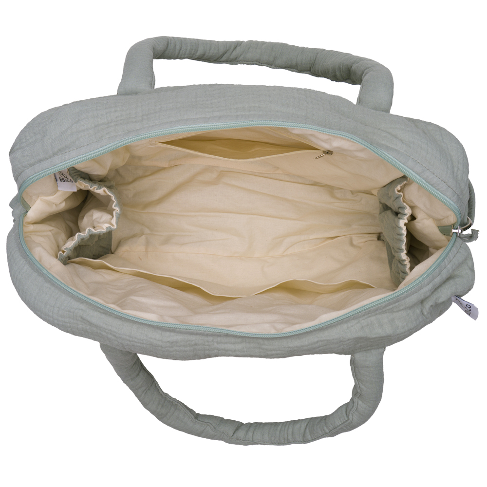 Sac à langer en gaze de coton vert de gris – Image 3
