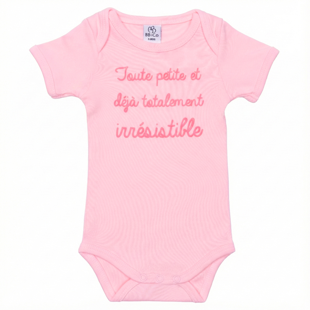 Body manches courtes "Toute petite" rose blush