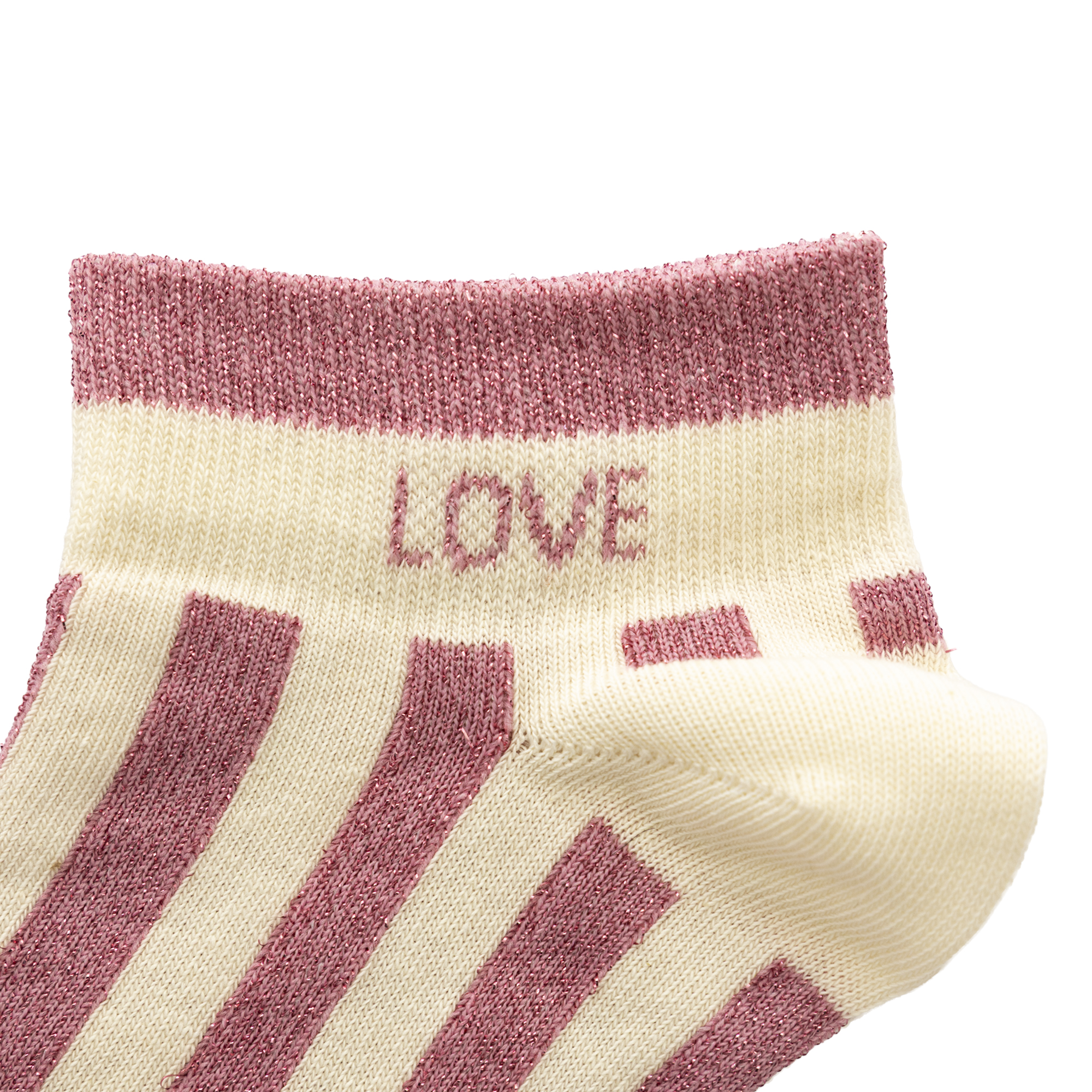 Chaussettes sneakers rayures roses à message rose pailleté