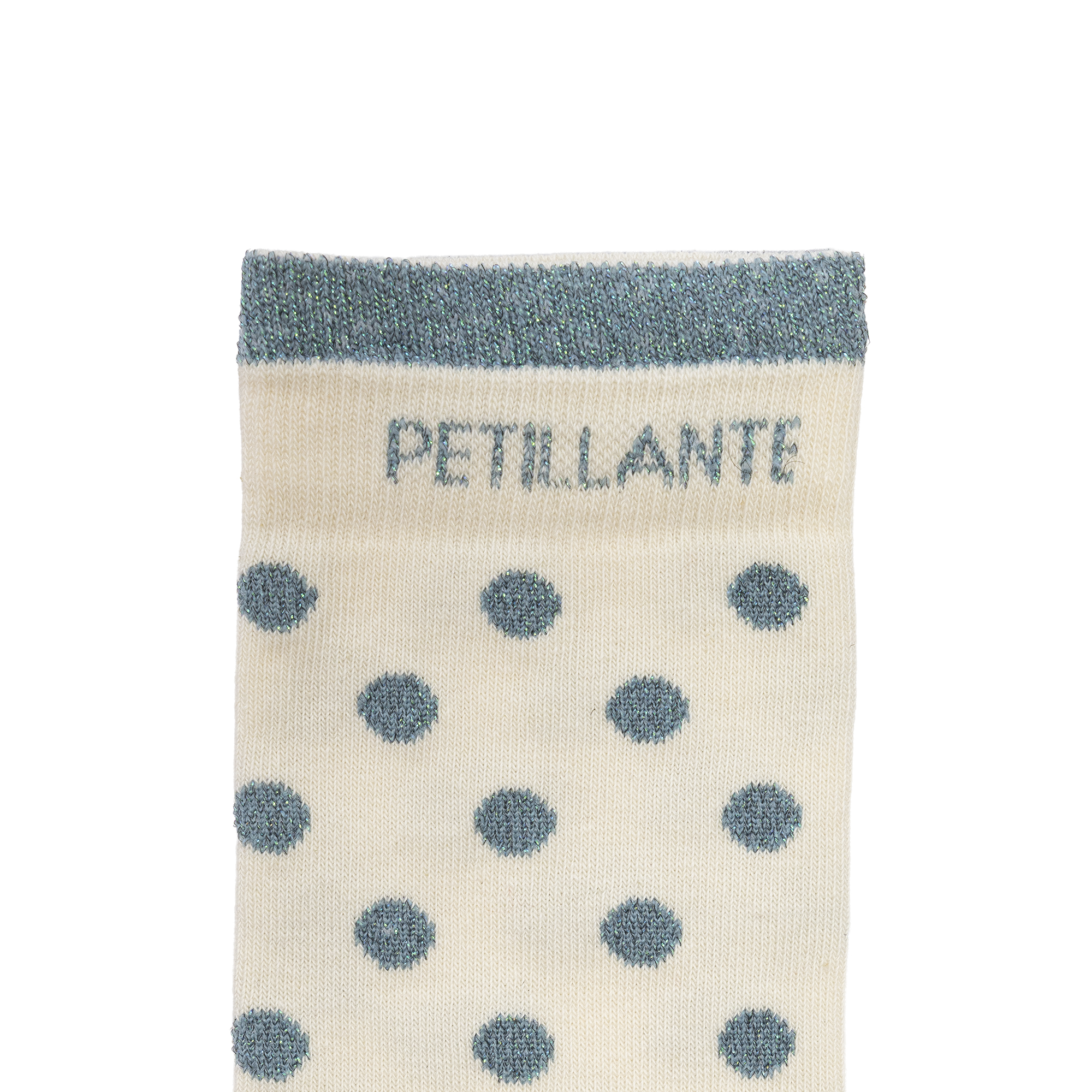 Chaussettes hautes pois vert de gris à message pailleté