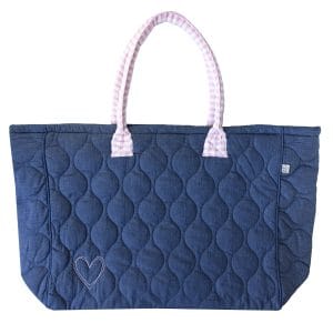 sac cabas chambray denim vichy rose broderie cœur