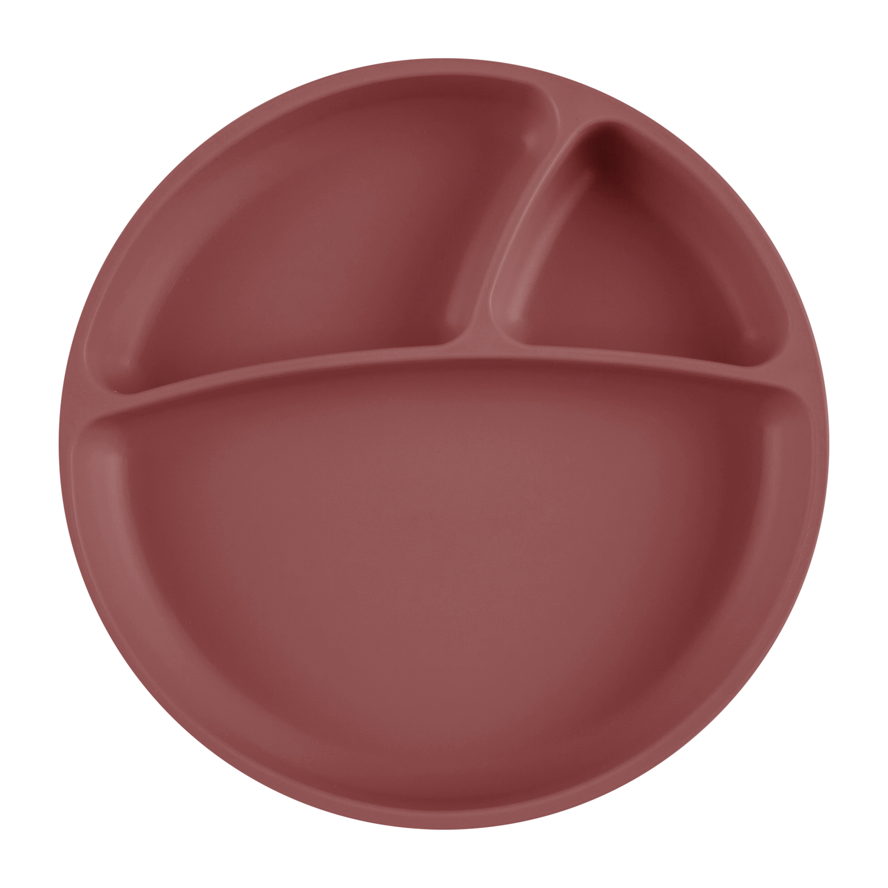 'Assiette antidérapante multi-compartiments en silicone - Terracotta
